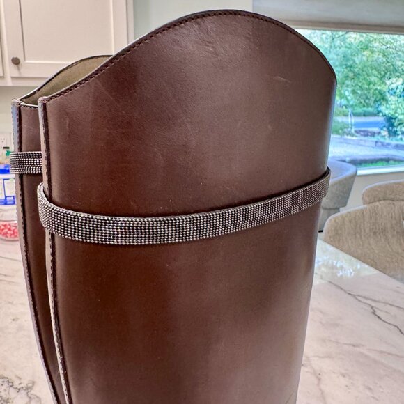 Brunello Cucinelli brown Leather Equestrian Riding Boots 36 - Picture 2 of 15